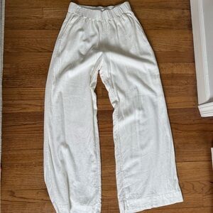Abercrombie White Linen Elastic Waist Pants